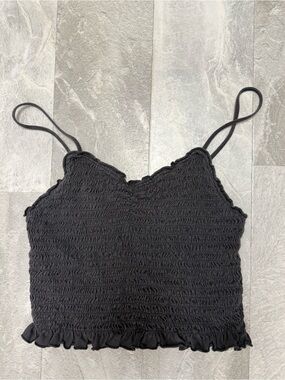 American Eagle Charcoal Gray Smocked Cami with Tie Straps size M